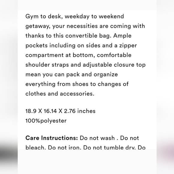 ๐๐ Beyond Yoga Convertable Gym Bag Pull-Cord Top - Picture 4 of 12